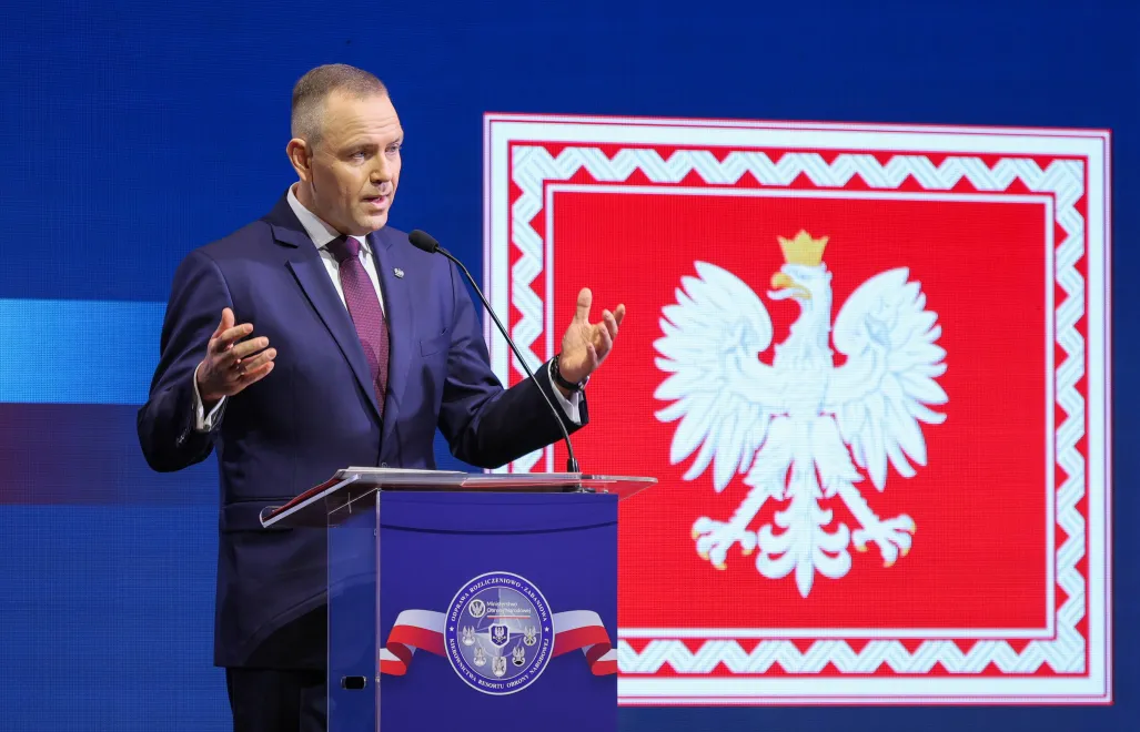  Prezydent RP Karol Nawrocki przemawia podczas odprawy kierowniczej kadry MON i Sił Zbrojnych RP. Fot.  PAP/Paweł Supernak