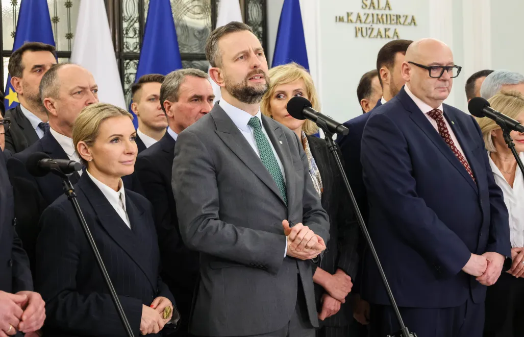 Konferencja prasowa w Sejmie „Wotum nieufności czy wotum politycznej zemsty?”. Fot. PAP/Albert Zawada