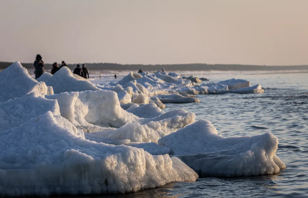 Mróz nad Bałtykiem na Litwie, fot. facebook.com/Meteo.lt  (Lietuvos hidrometeorologijos tarnyba)