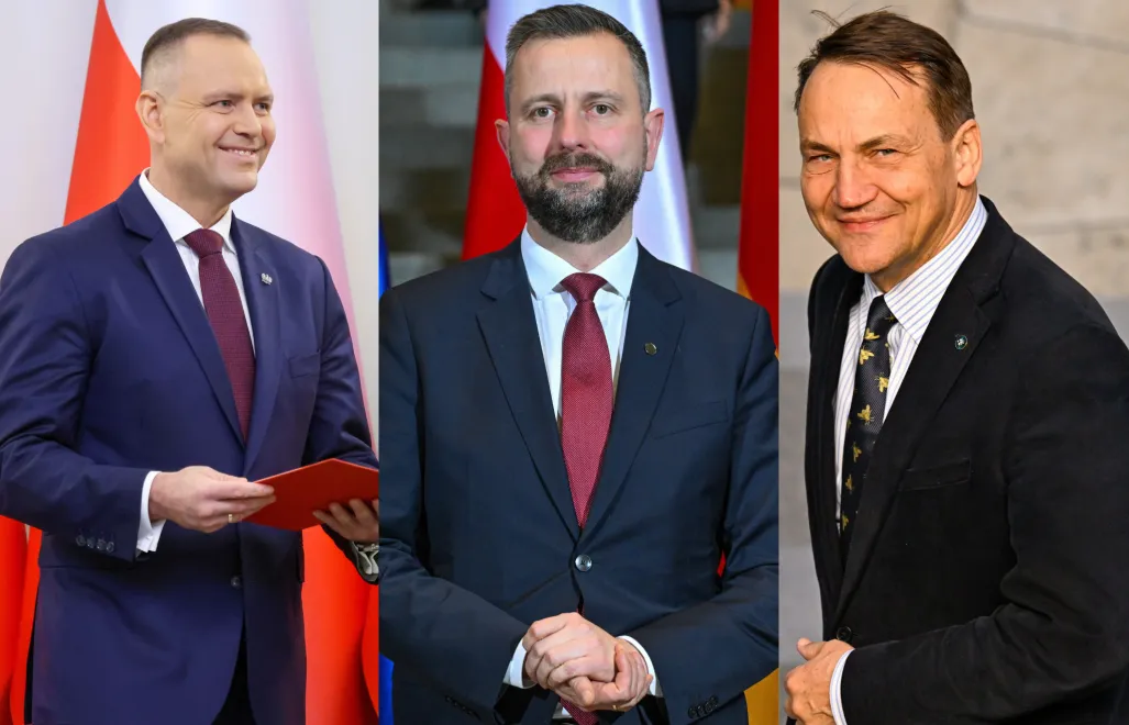 Karol Nawrocki (L), Władysław Kosiniak-Kamysz (C) i Radosław Sikorski (P). Fot. PAP/Albert Zawada/Radek Pietruszka/Wiktor Dąbkowski