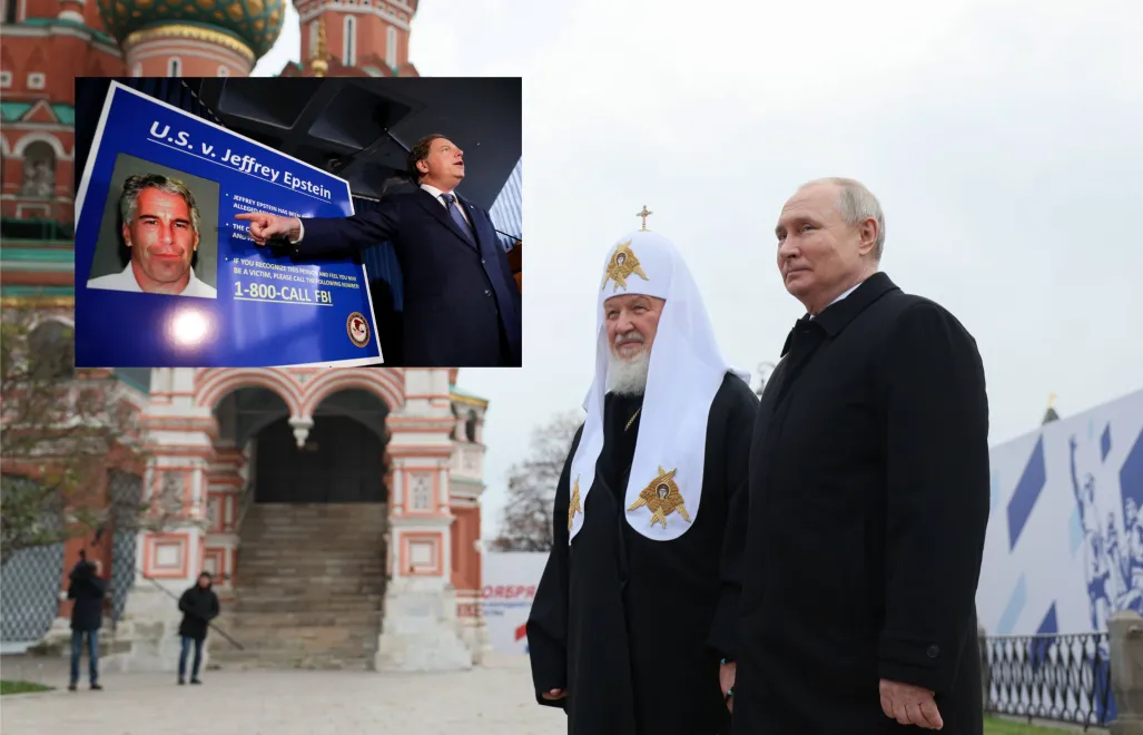 Prokurator Południowego Dystryktu Nowego Jorku Geoffrey Berman na konferencji w sprawie Jeffreya Epsteina w 2019 r. Fot. EPA/JASON SZENES / Patriarcha Cyryl I i Władimir Putin. Fot. EPA/GAVRIIL GRIGOROV/KREMLIN / POOL