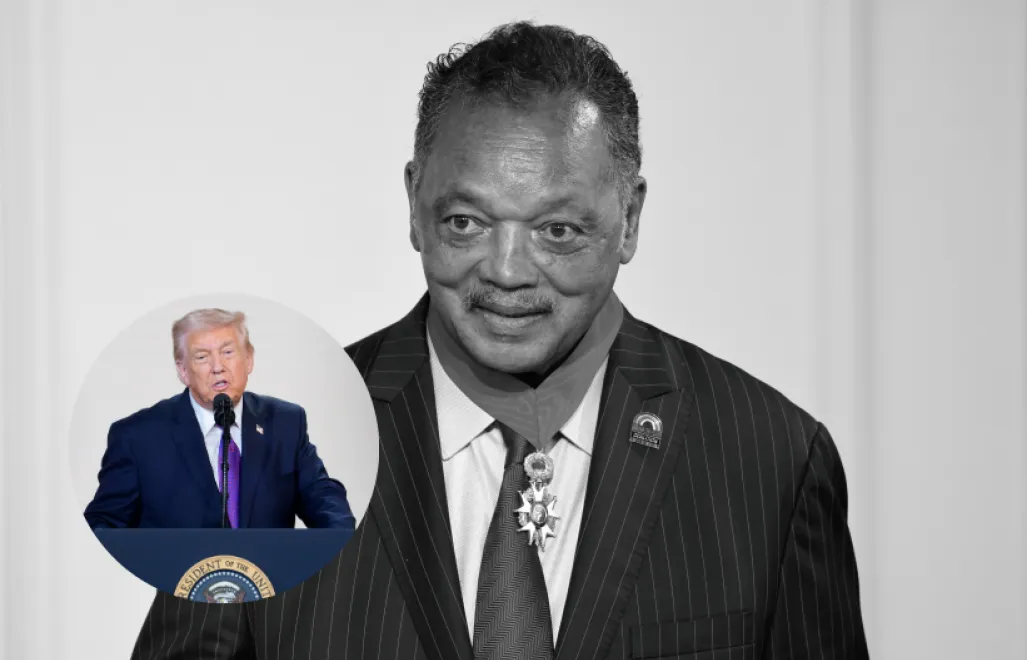 Donald Trump/Jesse Jackson. Fot. EPA/AARON SCHWARTZ/PAP/EPA/LUDOVIC MARIN / POOL MAXPPP