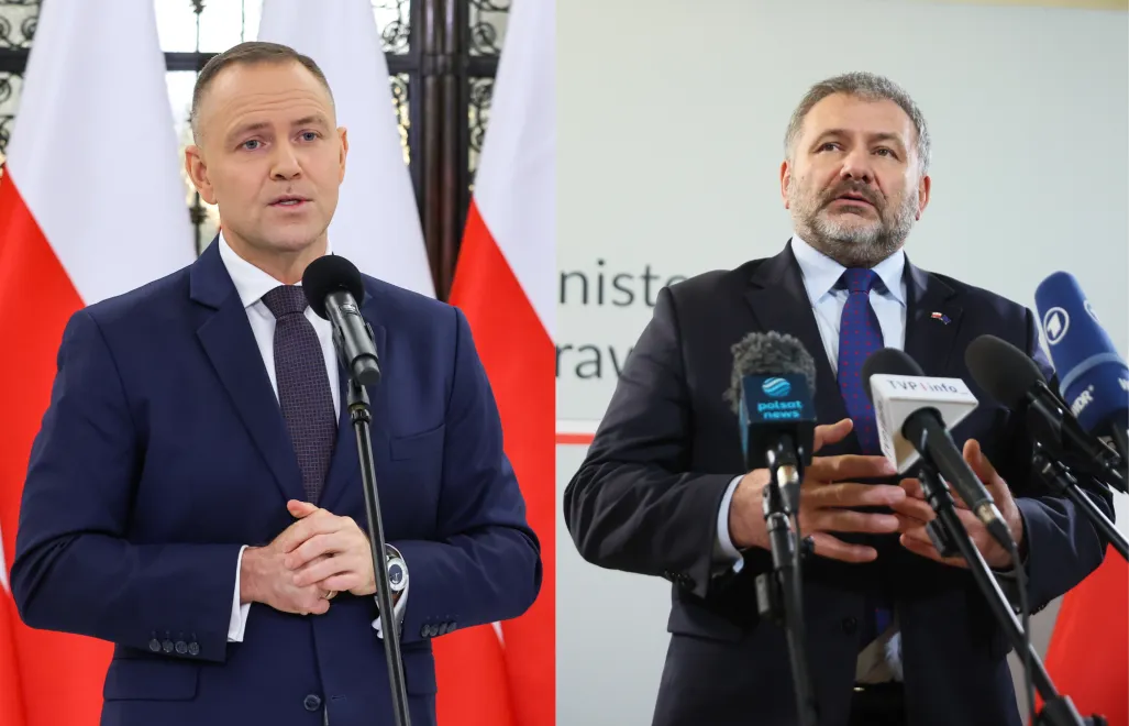 Prezydent Karol Nawrocki (L) i minister sprawiedliwości Waldemar Żurek (P). Fot. PAP/Albert Zawada/Leszek Szymański