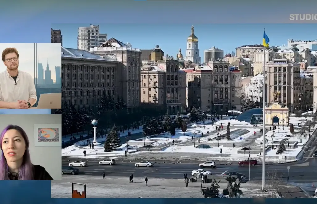 Блажей Стрельчик, Ірина Гірник під час ефіру Студії PAP. Fot. PAP