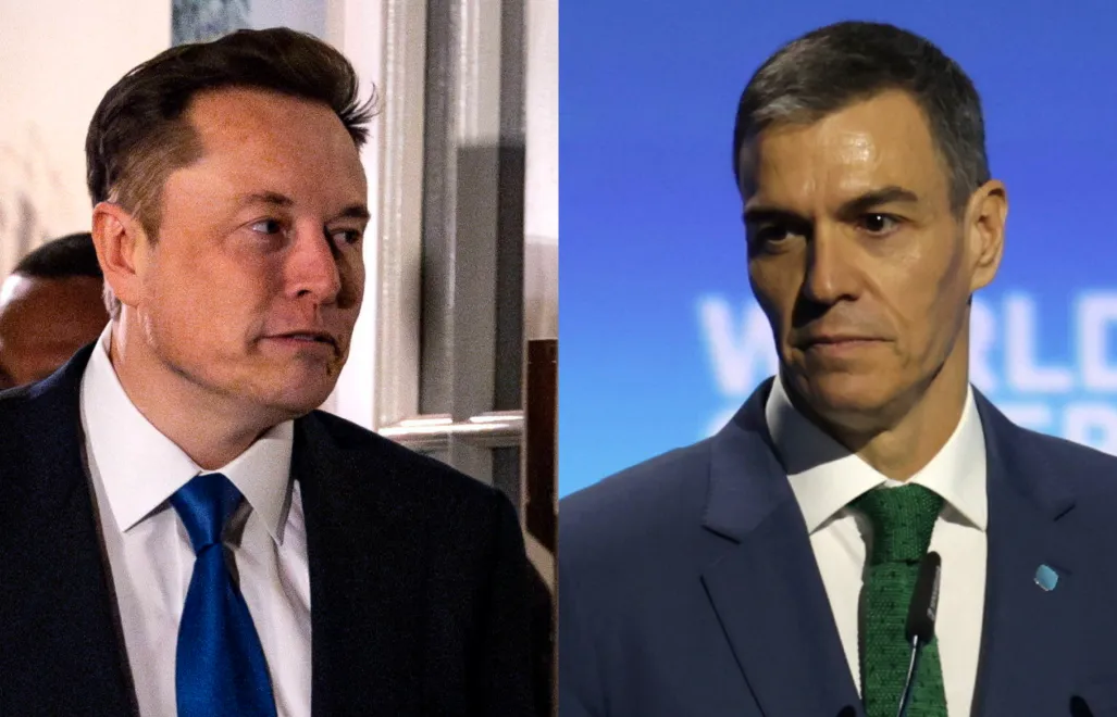 Elon Musk i premier Hiszpanii Pedro Sanchez. Fot. PAP/EPA/BONNIE CASH / POOL/ALI HAIDER