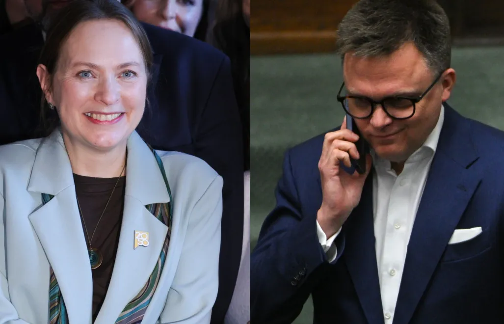 Nowa przewodnicząca Polski 2050, Katarzyna Pełczyńska-Nałęcz i Wicemarszałek Sejmu, Szymon Hołownia. Fot. PAP/Rafał Guz/Marcin Obara