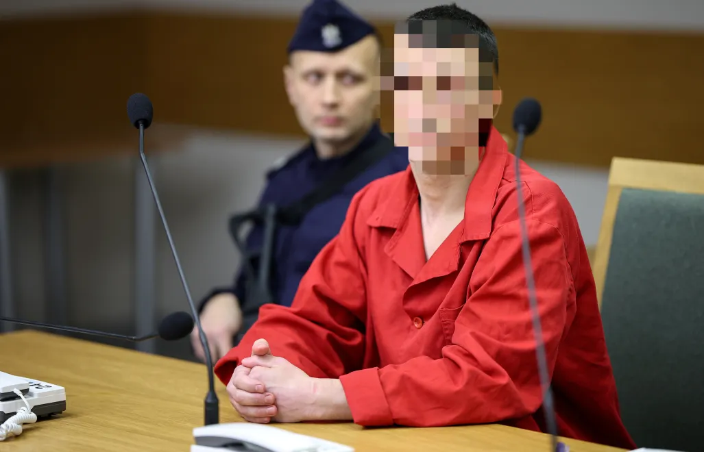  Kraków, 14.02.2025. Oskarżony Andriej G. (P) na sali rozpraw Sądu Okręgowego w Krakowie. Fot. PAP/Łukasz Gągulski 