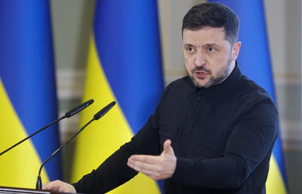 Prezydent Ukrainy Wołodymyr Zełenski. Fot. PAP/EPA/SERGEY DOLZHENKO