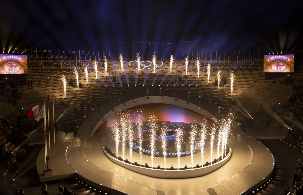 Ceremonia zakończenia Igrzysk Olimpijskich 2026 w Arenie Olimpijskiej w Weronie. Fot. PAP/EPA/SALVATORE DI NOLFI