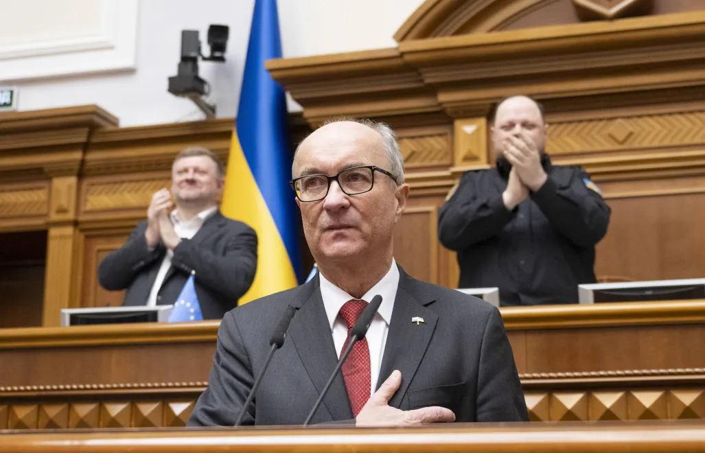 Спікер Сейму Польщі Влодзімєж Чажастий під час виступу у Верховній Раді. Fot. PAP/EPA/ANDRII NESTERENKO