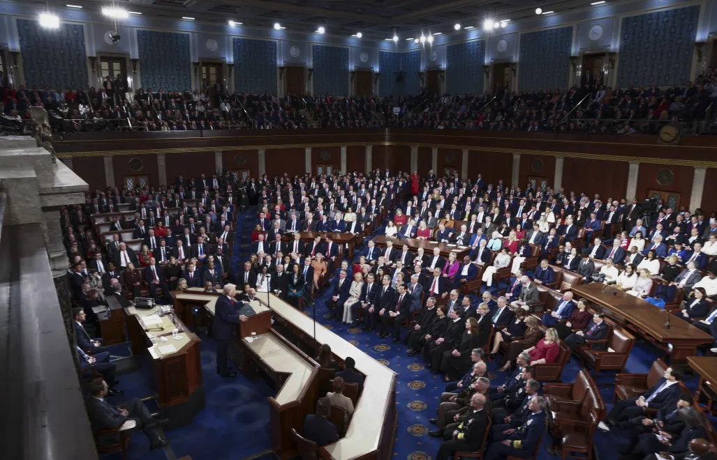 Президент США Трамп выступает с обращением к Конгрессу о положении в стране. Fot. PAP/EPA/JIM LO SCALZO