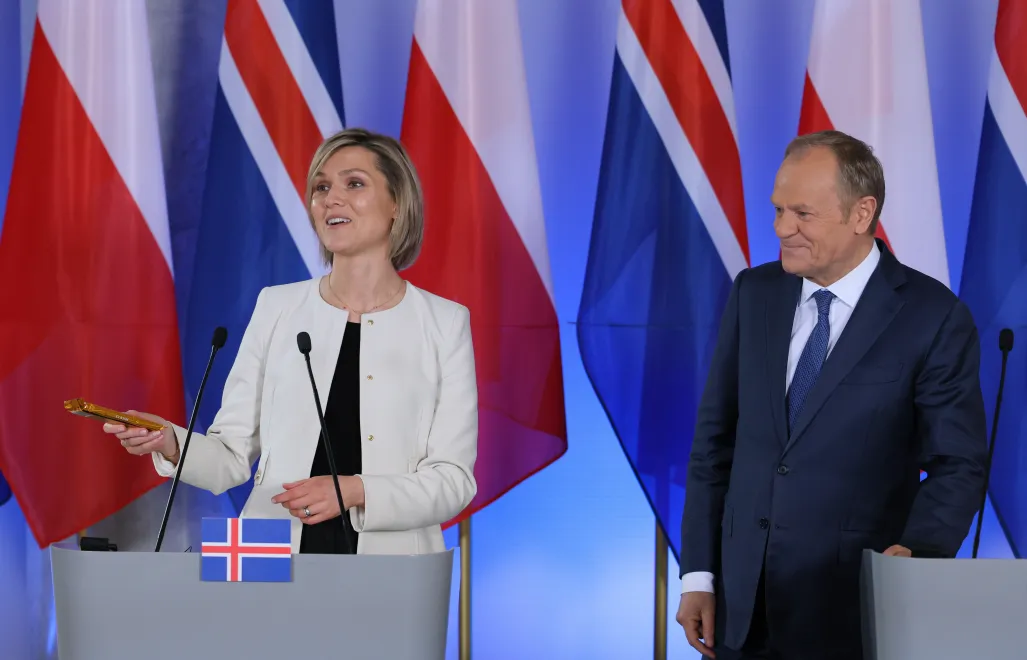 Premier Donald Tusk i premier Islandii Kristrun Frostadottir. Fot. PAP/Paweł Supernak