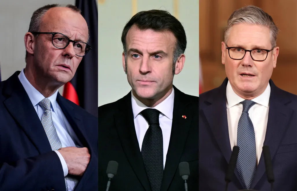 Friedrich Merz, Emmanuel Macron i Keir Starmer Fot. PAP/EPA/FILIP SINGER/BERTRAND GUAY/ANDY RAIN/POOL