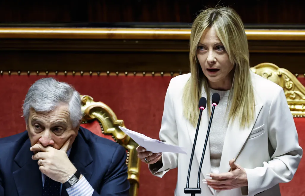 Premier Włoch Giorgia Meloni w parlamencie Fot. PAP/EPA/ANGELO CARCONI