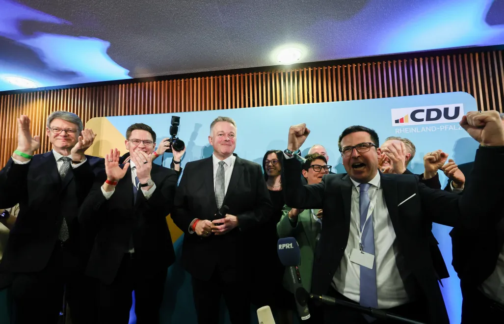 Chadeckie CDU wygrało niedzielne wybory w niemieckim kraju związkowym Nadrenia-Palatynat Fot. PAP/EPA/RONALD WITTEK