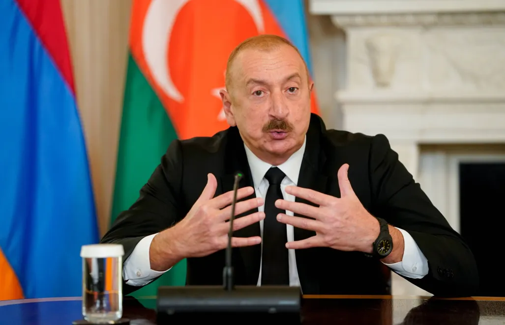 Prezydent Azerbejdżanu Ilham Alijew, fot. PAP/EPA/BLOOMBERG POOL/NATHAN HOWARD / POOL