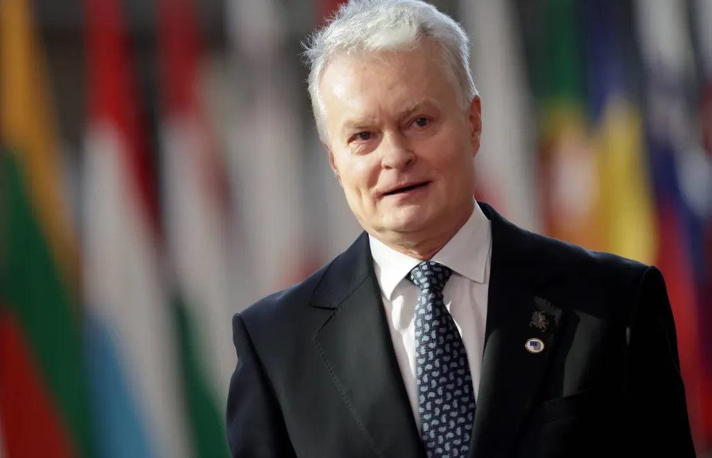 Президент Литвы Гитанас Науседа. Fot. PAP/EPA/OLIVIER MATTHYS