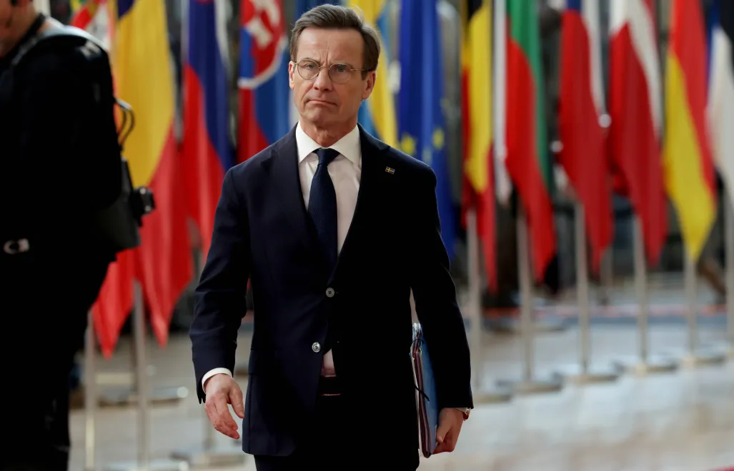 Premier Szwecji Ulf Kristersson. Fot. PAP/EPA/OLIVIER MATTHYS