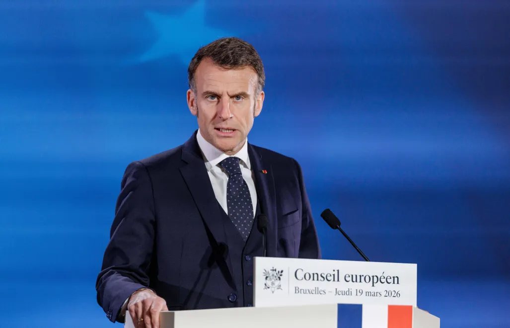 Prezydent Francji Emmanuel Macron. Fot. PAP/EPA/	OLIVIER MATTHYS