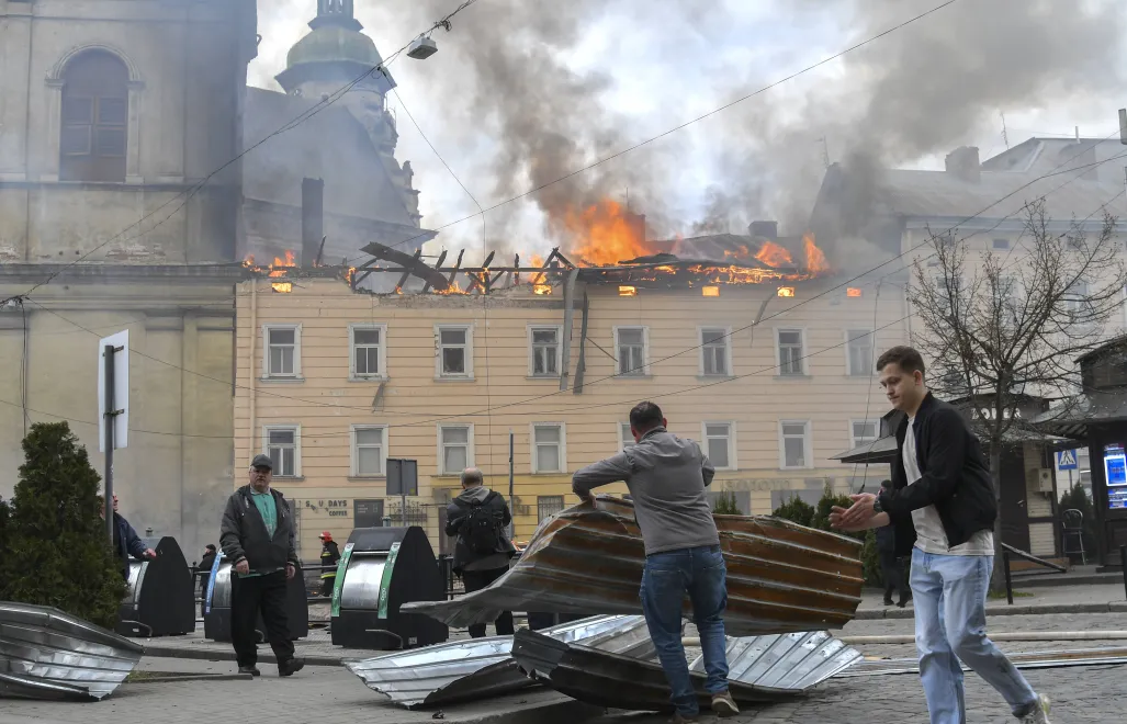 Atak na Lwów z 24 marca 2026 r. Fot. PAP/EPA/MYKOLA TYS