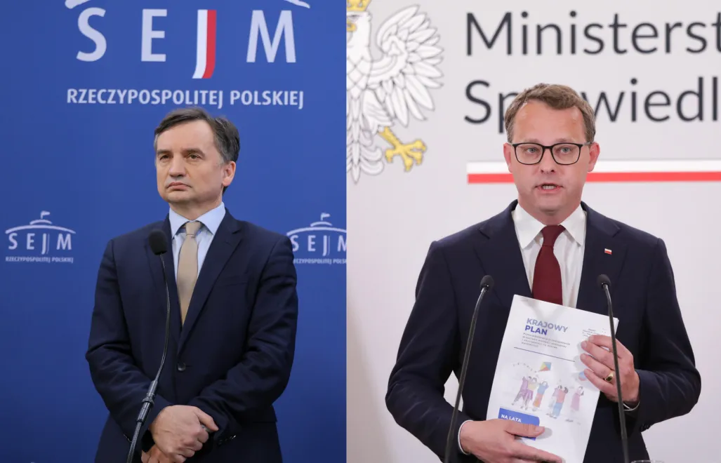 Zbigniew Ziobro (L) i Marcin Romanowski (P). Fot. PAP/Paweł Supernak/Tomasz Gzell