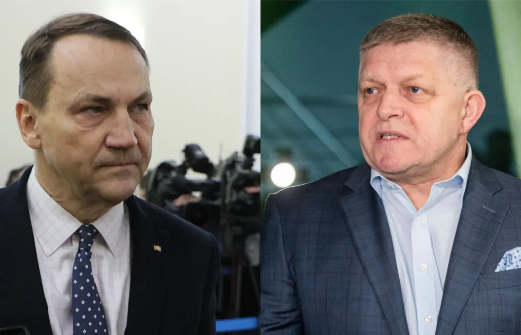 Szef MSZ Radosław Sikorski i premier Robert Fico. Fot. PAP/Paweł Supernak/JAKUB GAVLAK