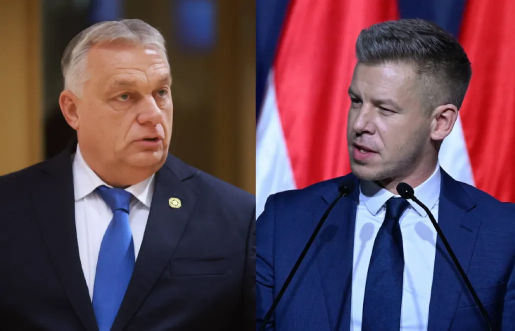 Wiktor Orban, Peter Magyar. Fot. PAP/EPA/OLIVIER HOSLET,SZILARD KOSZTICSAK