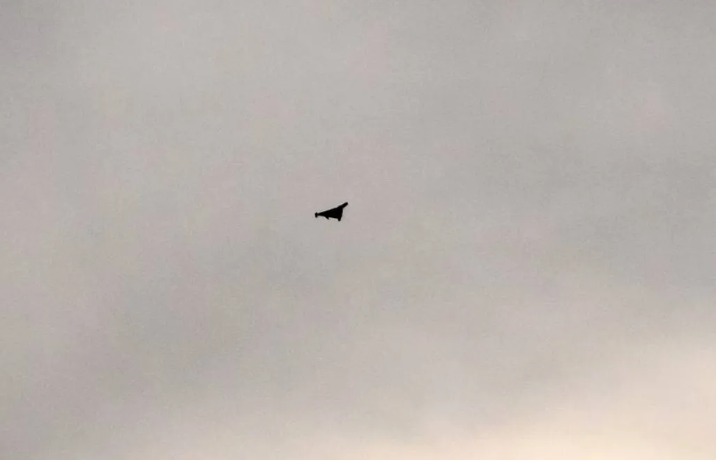 Российский дрон в небе над Украиной. Фотоиллюстрация. Fot. PAP/Vladyslav Musiienko