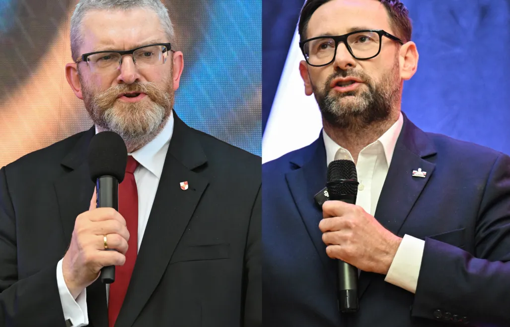 Grzegorz Braun, Daniel Obajtek. Fot. PAP/Wojtek Jargiło/Piotr Polak