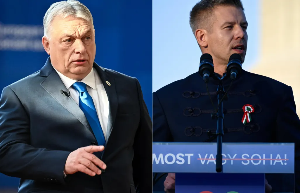 Wiktor Orban, Peter Magyar. Fot. PAP/Wiktor Dąbkowski/EPA/Robert Hegedus, 