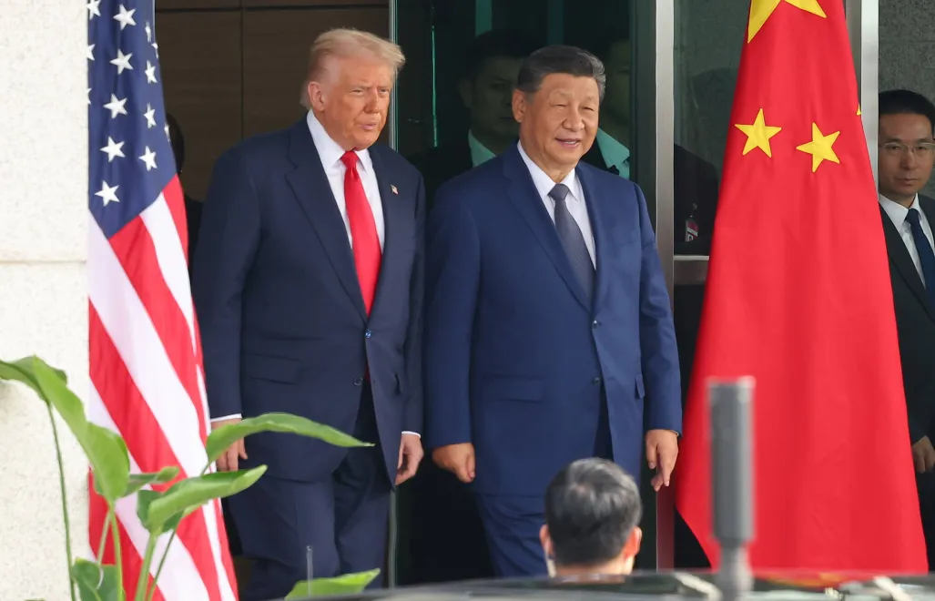 Prezydent Stanów Zjednoczonych Donald Trump i przywódca ChRL Xi Jinping. Fot. PAP/EPA/	YONHAP