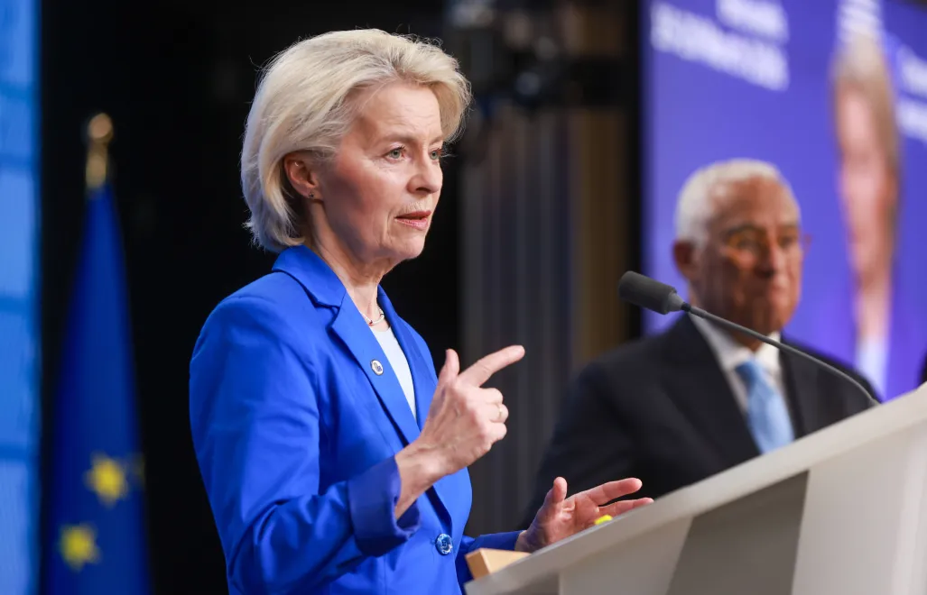 Szefowa Komisji Europejskiej Ursula von der Leyen. Fot. PAP/EPA/	OLIVIER HOSLET