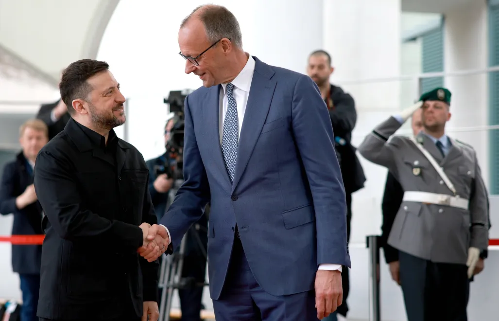 Wołodymyr Zełenski, Fredrich Merz. Fot. PAP/EPA/CLEMENS BILAN