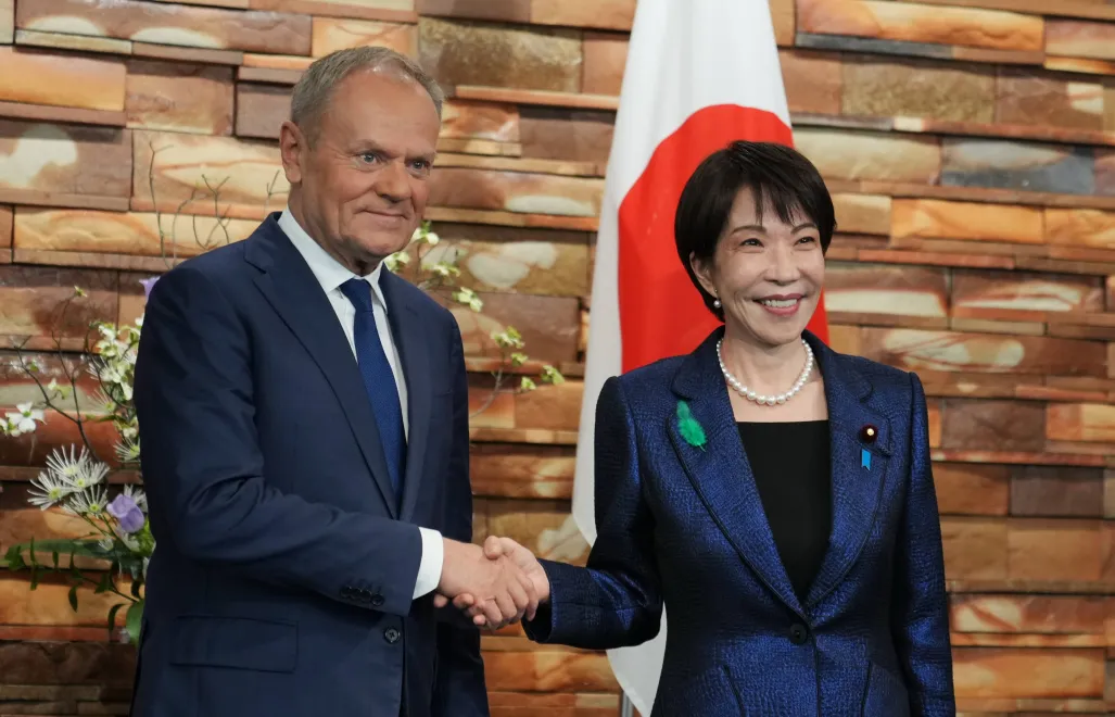 Зустріч прем'єр-міністрів Польщі й Японії – Дональда Туска та Санае Такаїті. Fot. PAP/EPA/	Hiro Komae / POOL