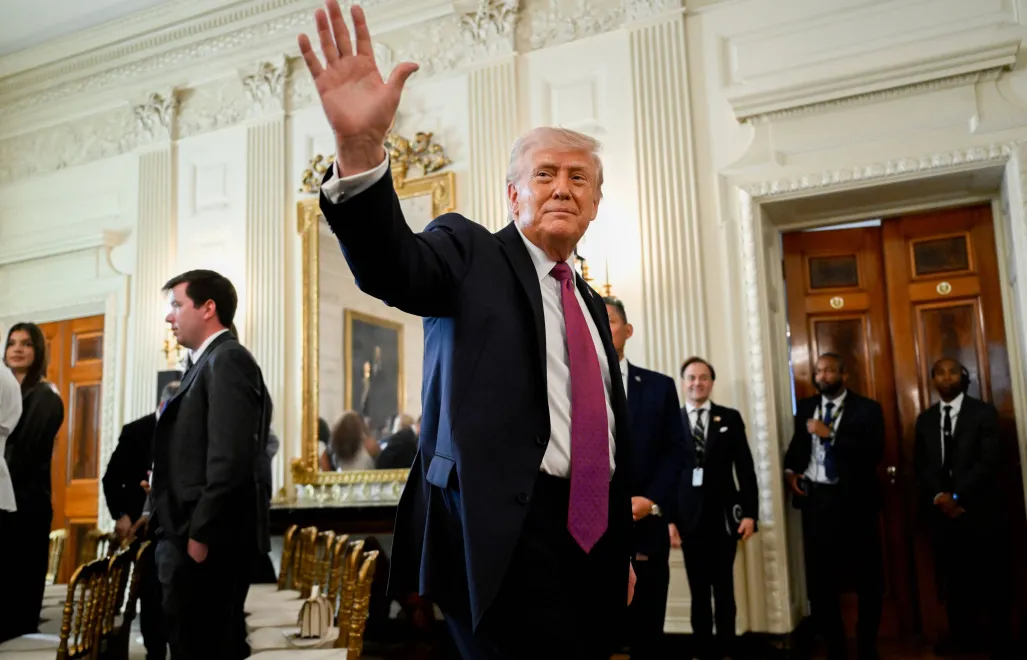 Prezydent USA Donald Trump. Fot. PAP/EPA/DANIEL HEUER / POOL 