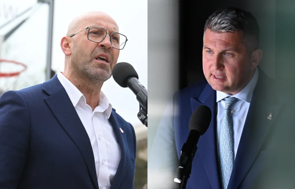 Minister sportu i turystyki Jakub Rutnicki i prezes PKOl Radosław Piesiewicz. Fot. PAP/Marcin Obara/Radek Pietruszka