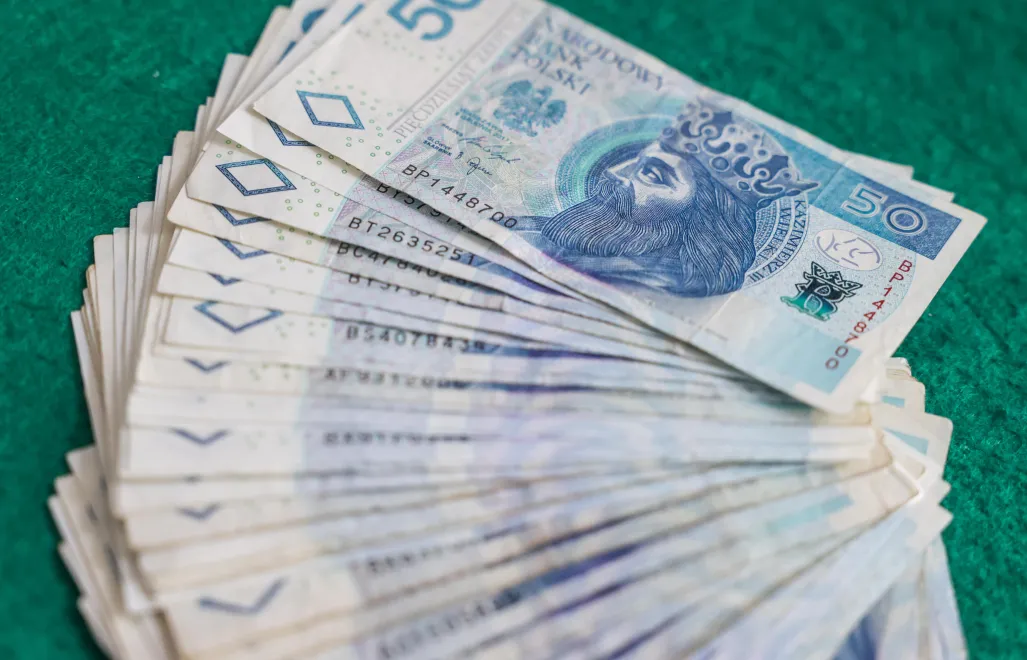 Banknoty. Fot. PAP/	Szymon Pulcyn