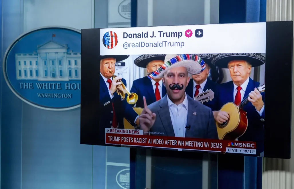 Opublikowane przez prezydenta USA Donalda Trumpa zdjęcie wygenerowane przez AI. Zdjęcie ilustracyjne. Fot. EPA/SHAWN THEW