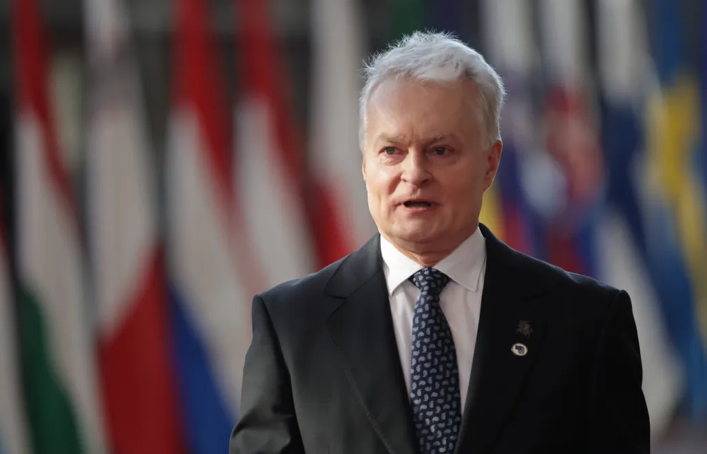 Prezydent Litwy Gitanas Nauseda. Fot. PAP/EPA/OLIVIER MATTHYS