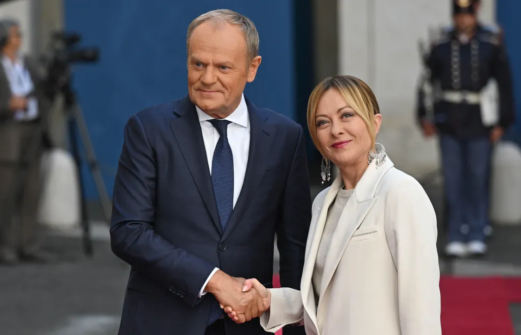Donald Tusk i Giorgia Meloni Fot. PAP/Radek Pietruszka