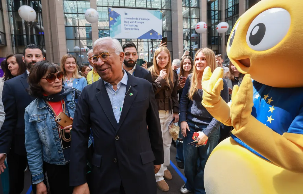 Przewodniczący Rady Europejskiej Antonio Costa bierze udział w wydarzeniu z okazji Dnia Europy 2026 w siedzibie Rady Europejskiej w Brukseli. Fot. PAP/EPA/OLIVIER HOSLET