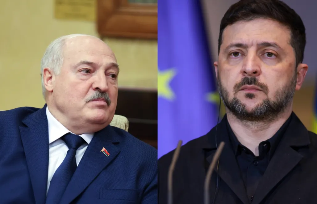 Alaksandr Łukaszenka i Wołodymyr Zełenski, fot. PAP/EPA/SPUTNIK POOL/	ALEXANDER KAZAKOV / SPUTNIK / KREMLIN / POOL, fot. PAP/EPA/CLEMENS BILAN