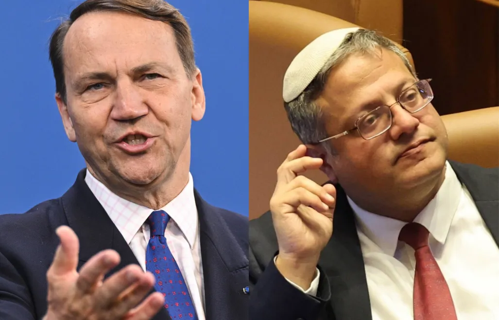 Radosław Sikorski, Itamar Ben Gwir, fot. PAP/Radek Pietruszka, fot. PAP/EPA/ABIR SULTAN