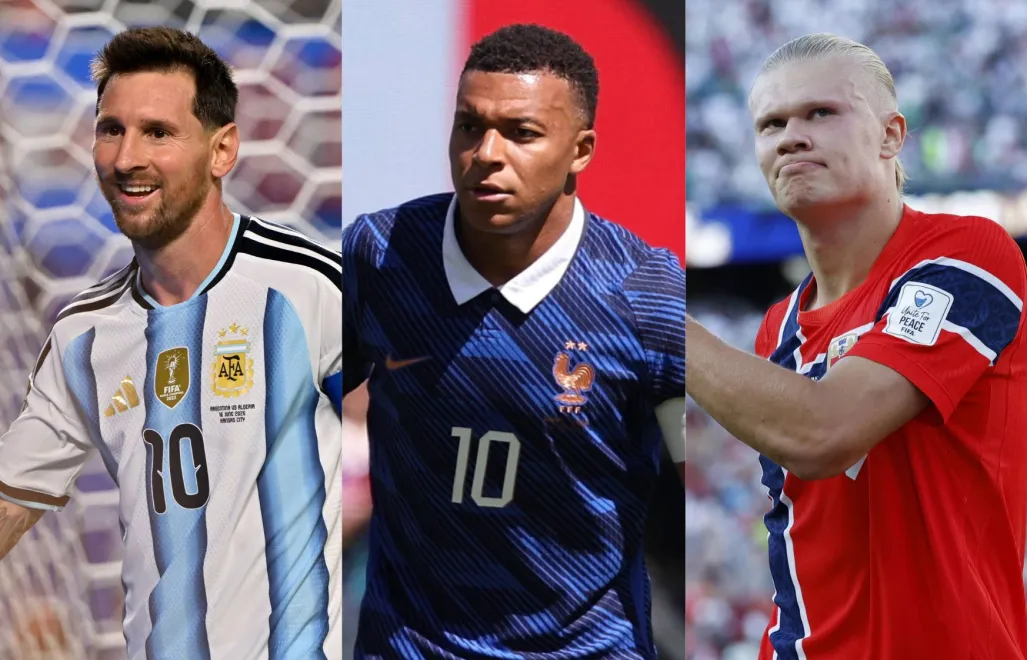 Lionel Messi; Kylian Mbappe; Erling Haaland. Fot. PAP/EPA/AMY KONTRAS/SARAH YENESEL/GREG M. COOPER