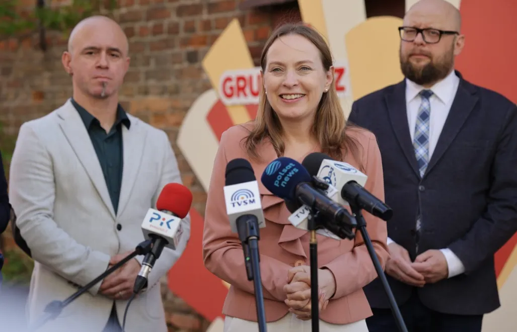 Minister funduszy i polityki regionalnej Katarzyna Pełczyńska-Nałęcz na konferencji prasowej w Grudziądzu. Fot.  Ministerstwo Funduszy i Polityki Regionalnej 