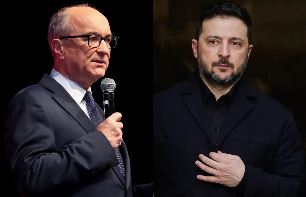 Marszałek Sejmu Włodzimierz Czarzasty i prezydent Ukrainy Wołodymyr Zełenski. Fot. PAP/Jarek Praszkiewicz/EPA/LUDOVIC MARIN / POOL