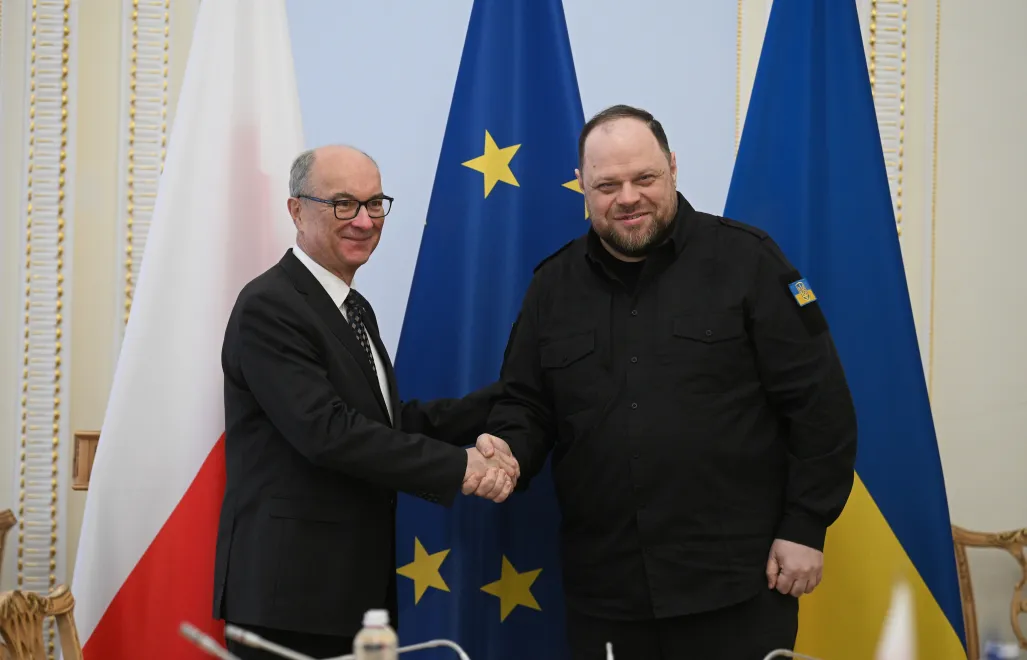 Влодзімєж Чажастий і Руслан Стефанчук, 23.02.2026. Fot. PAP/Marcin Obara