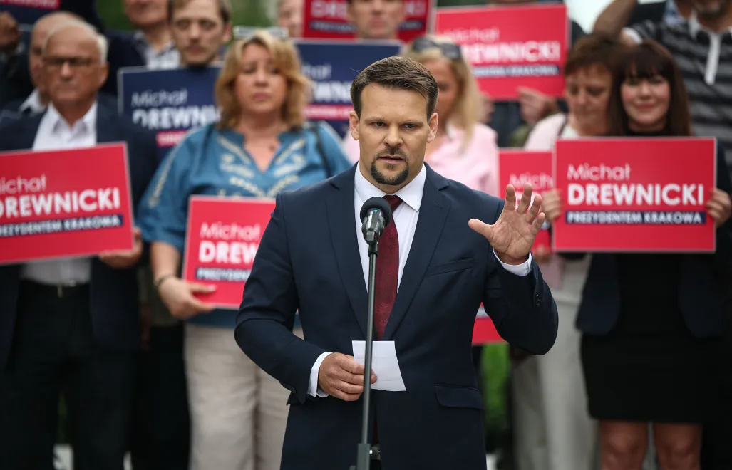 Kandydat Prawa i Sprawiedliwości na prezydenta Krakowa Michał Drewnicki, fot. PAP/Łukasz Gągulski