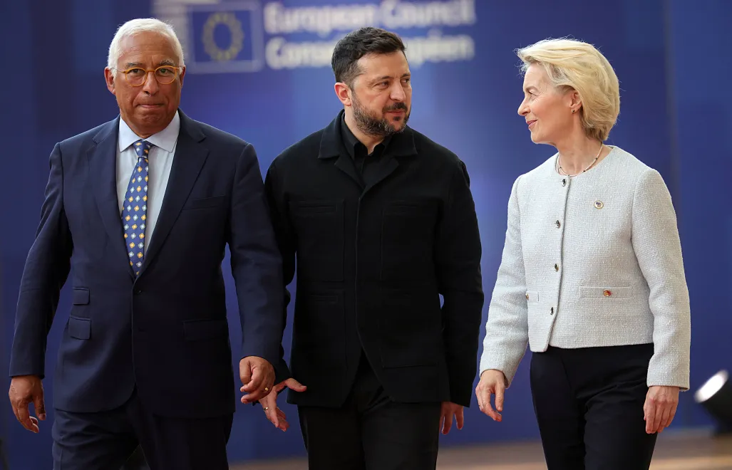 Rozmowy zaczną od spotkania z prezydentem Ukrainy Wołodymyrem Zełenskim. Fot. PAP/EPA/OLIVIER MATTHYS