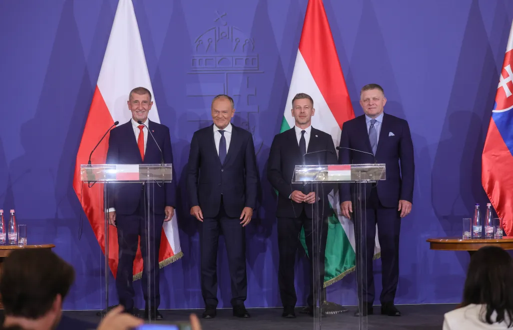 Андрей Бабіш, Дональд Туск, Петер Мадяр і Роберт Фіцо. Fot. PAP/Leszek Szymański